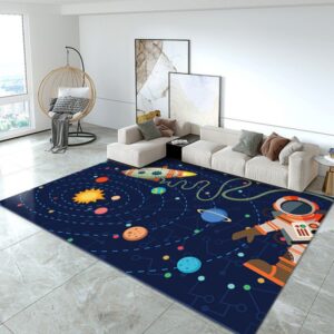 Kids Pattern 3D Printing Modern Design Carpet (Solar System)
