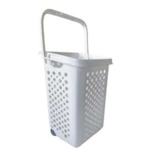 LAUNDRY BASKET WITH WHEELS PLIM WHITE 50X37X64CM